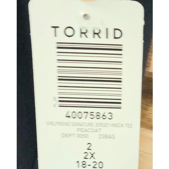 TorridPlus Size Classic Fit  Navy Blue V-Neck Short Sleeve Tee 2X - Picture 12 of 14